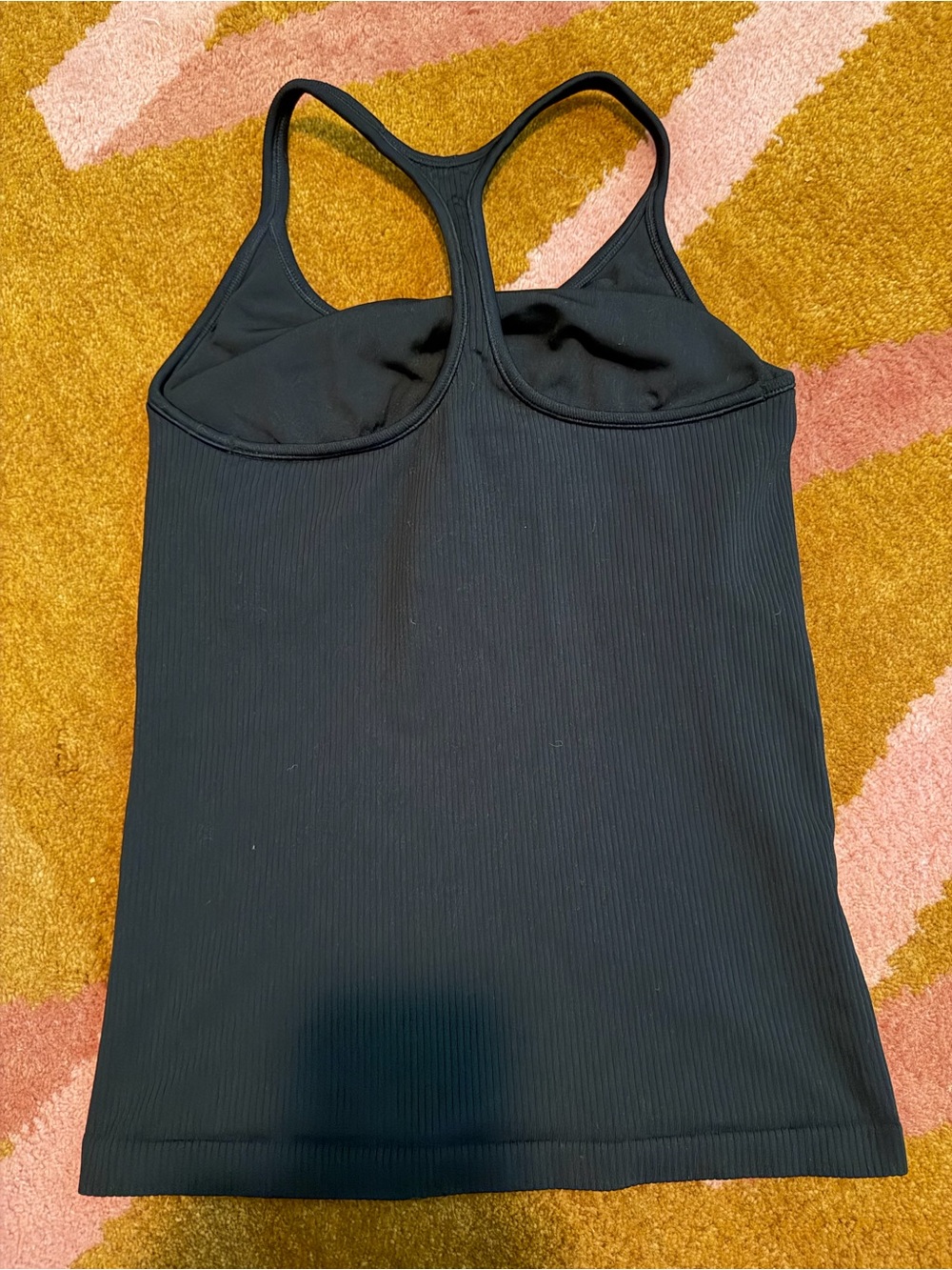 Bloomingdale's Black Ribbed Racerback Tank Top - Picture 2 of 2